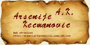 Arsenije Kecmanović vizit kartica